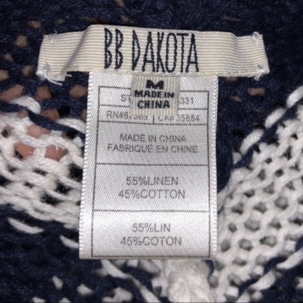 BB Dakota navy cotton linen striped knit cardigan - Picture 8 of 11
